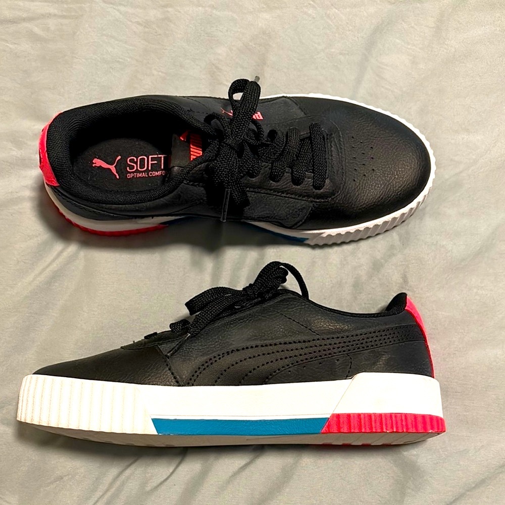 Puma Black Sneakers with Pink and Blue Accents